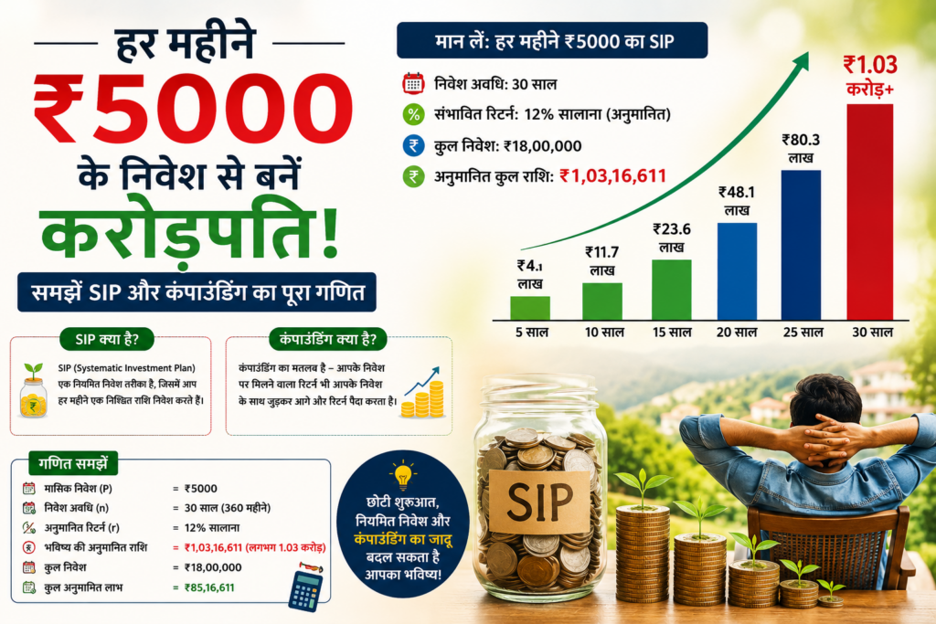 हर महीने ₹5000 के निवेश से बनें करोड़पति; समझें SIP और कंपाउंडिंग का पूरा गणित