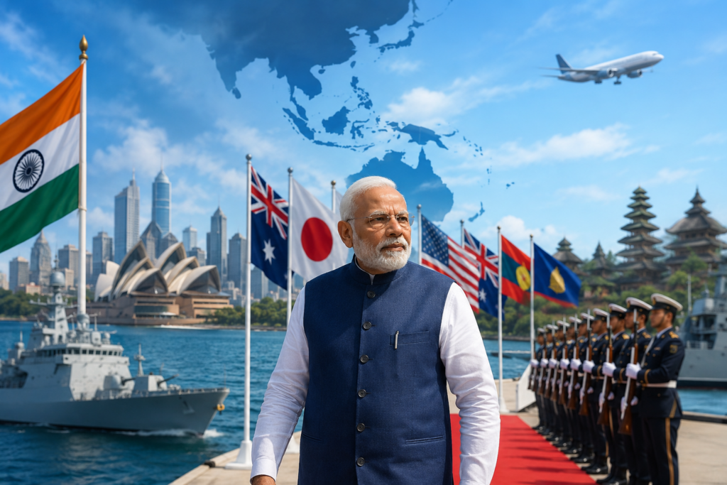 महासागर मिशन: 6 दिन, 3 देश, 20,000 किलोमीटर — प्रधानमंत्री नरेन्द्र मोदी की इंडो-पैसिफिक यात्रा महासागर मिशन: 6 दिन, 3 देश, 20,000 किलोमीटर — प्रधानमंत्री नरेन्द्र मोदी की इंडो-पैसिफिक यात्रा